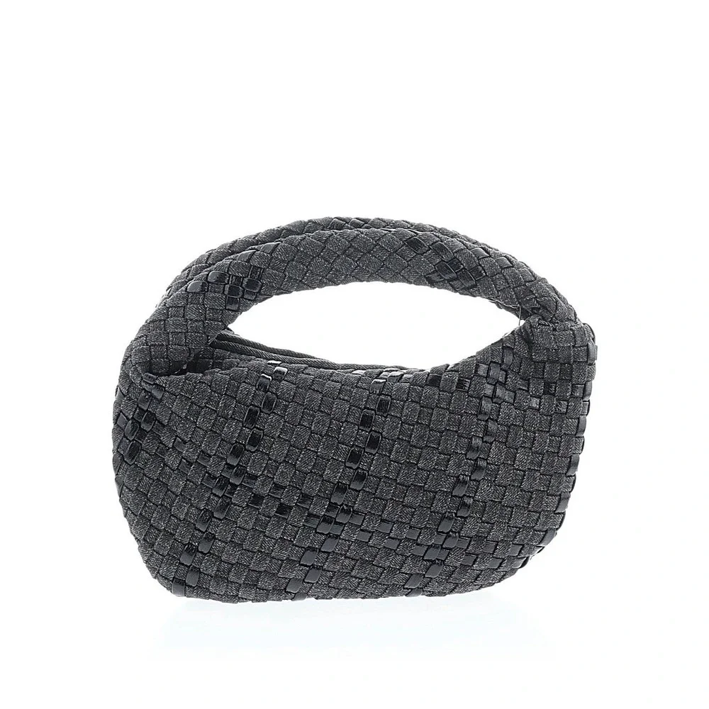 Haute‎ Shore Mini Hobo Bag Womens Small Grey Black NWT Woven Handbag